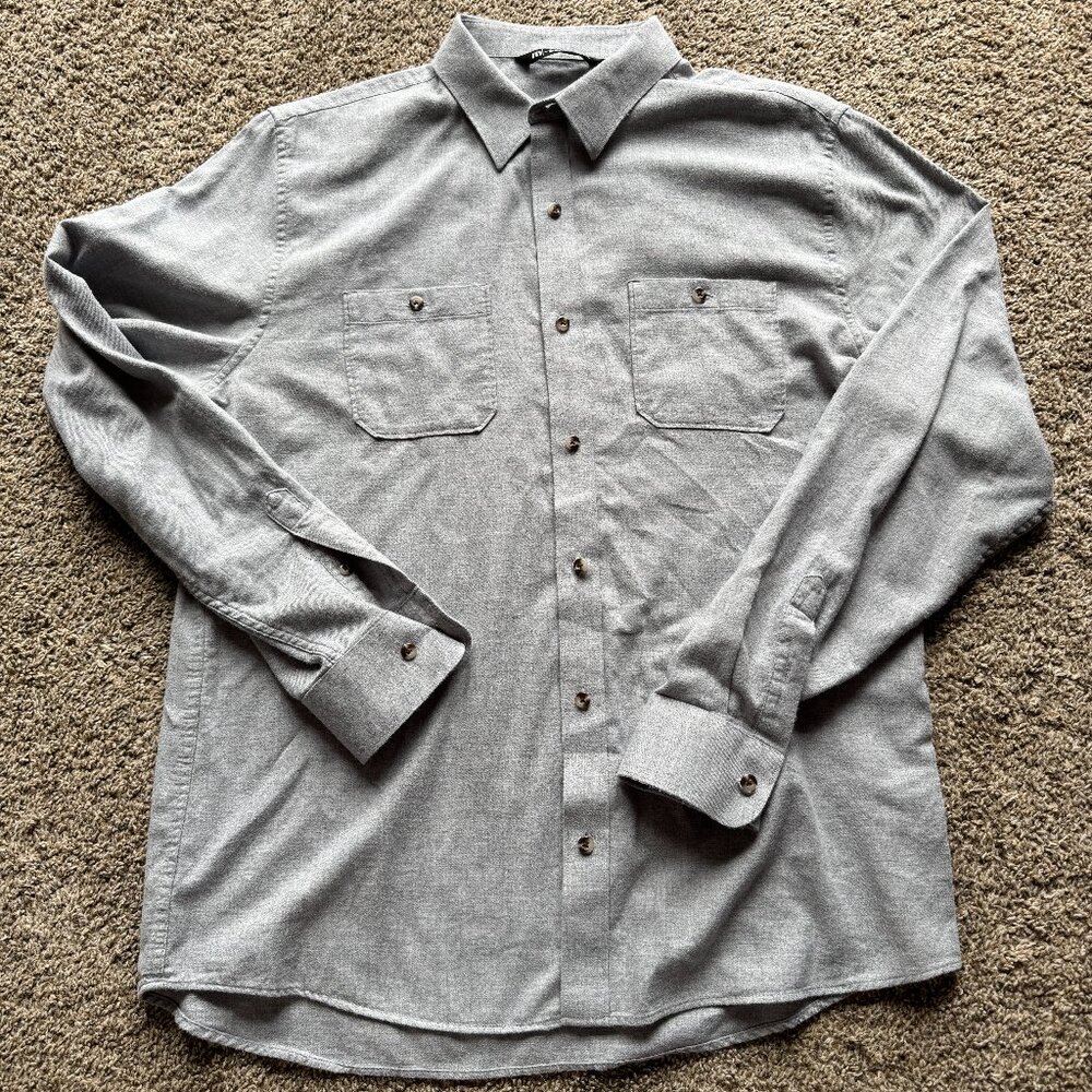 Travis Mathew Long Sleeve 100% Cotton‎ Lightweight Button-Up Shirt Gray Size L